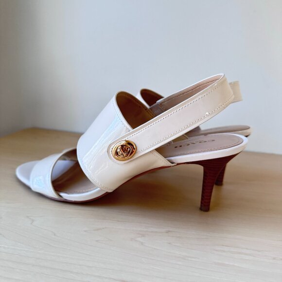 COACH Marla Nude Patent Leather Slingback Sandals | Size 10B ✨ - Picture 2 of 8